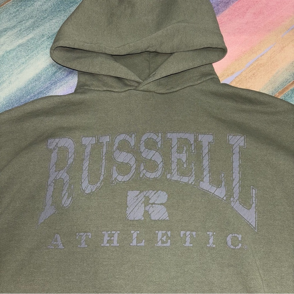 Russell Hoodie Vintage 90s Army Green Hoodie men’s size L made in USA